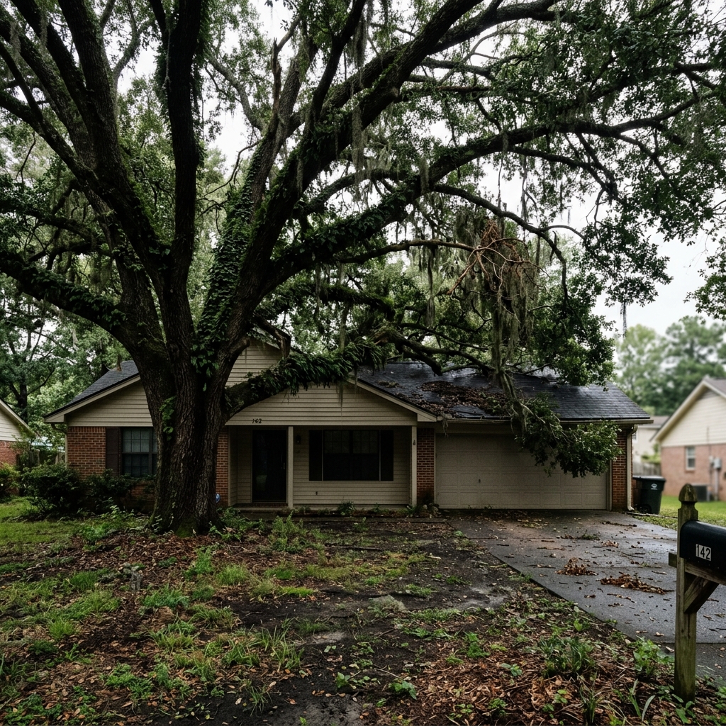 Before: Overgrown tree blocking sunlight in Alpharetta