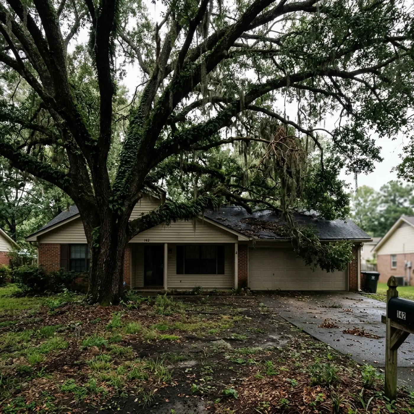 Before: Overgrown tree blocking sunlight in Alpharetta
