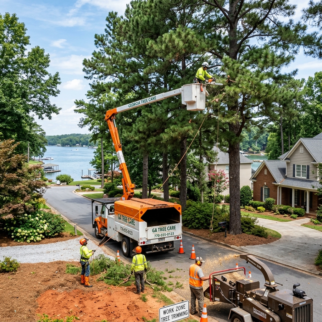 Professional tree service near Lake Lanier in Buford Georgia with pine tree removal