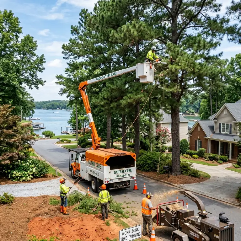 Professional tree service near Lake Lanier in Buford Georgia with pine tree removal